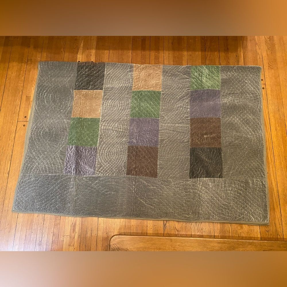 POTTERY BARN Velvet Patchwork COTTAGE CORE Vintage 100% Cotton Velvet 68x94